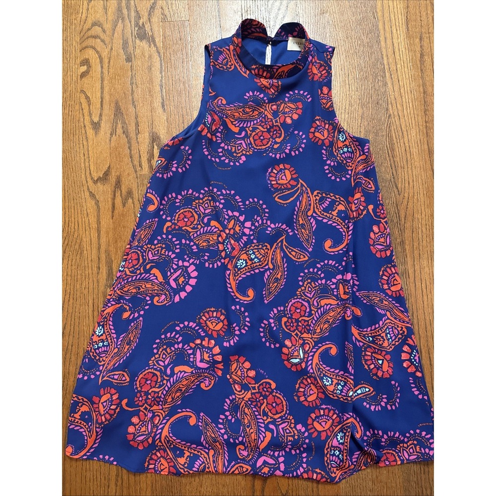 Everly Halter Shift Dress Paisley Blue Women's Size Small‎ USA